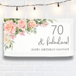 Peach | Pink Rose Floral 70th Birthday  Banner<br><div class="desc">Introducing the perfect party accessories for your next birthday celebration! These charming signs feature a beautiful design with a border of blooming peachy blush pink rose flowers. They exude elegance and are sure to impress your guests. Additionally, they can be personalized, allowing you to add a unique touch to your...</div>