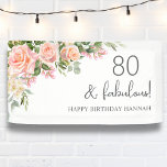 Peach | Pink Rose Floral 80th Birthday  Banner<br><div class="desc">Introducing the perfect party accessories for your next birthday celebration! These charming signs feature a beautiful design with a border of blooming peachy blush pink rose flowers. They exude elegance and are sure to impress your guests. Additionally, they can be personalized, allowing you to add a unique touch to your...</div>
