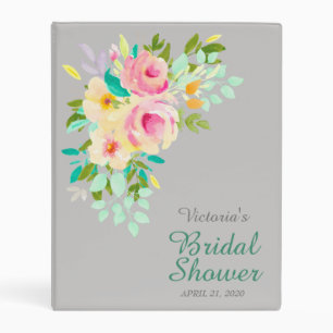 Peach Pink Roses Bridal Shower Mini Binder