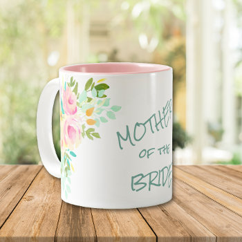 Peach Pink Roses Bride Mother Wedding Two-tone Coffee Mug by AvenueCentral at Zazzle