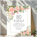 Peach | Pink Roses Floral 70th Birthday Invitation<br><div class="desc">Introducing the perfect invitations for your next birthday celebration! These charming invitations feature a beautiful design with a border of blooming, peachy-pink flowers. They exude elegance and are sure to impress your guests. Additionally, they can be personalized, allowing you to add a unique touch to your special event. These invitations...</div>