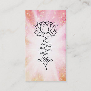 *~* Peach Pink Sparkles Lotus Reiki Healing Energy Business Card