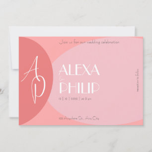 Peach, pink, terracotta modern elegant wedding  invitation