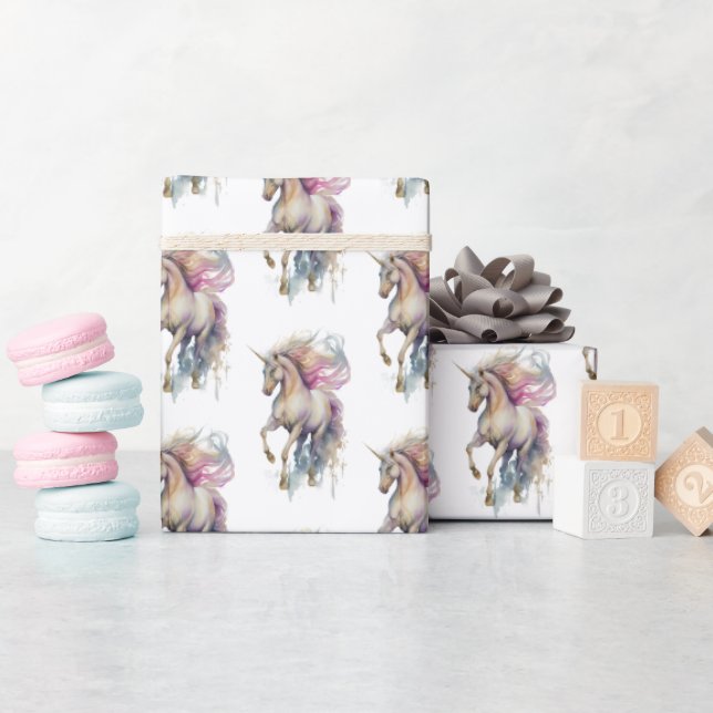 Peach Pink Unicorn Dream Wrapping Paper (Baby Shower)