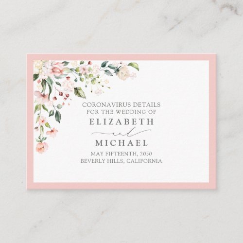 Peach Pink Watercolor Floral Coronavirus Detail Enclosure Card