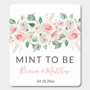 Peach Pink Watercolor Floral Mint Wedding