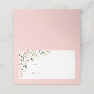 Peach Pink Watercolor Floral Reception Place Place Card