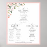 Peach Pink Watercolor Floral Wedding Program Poster<br><div class="desc">Designed to coordinate with our Elegant Peach Pink Watercolor Floral Wedding Invitation Collection, this elegant, formal wedding program features all the details normally included in a brochure style program, but in a larger, poster size to display at the entrance of the wedding ceremony. DESIGNER'S NOTE: This is a tricky design...</div>
