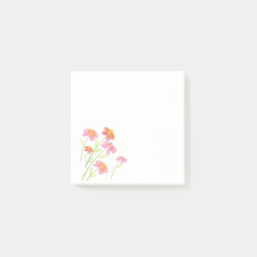 Peach Pink Watercolor Flowers Post_it Notes
