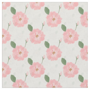 Peach Pink Watercolor Paint Roses Girly Design Fabric