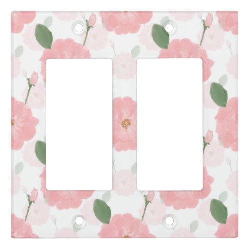 Peach Pink Watercolor Paint Roses Girly Design Light Switch Cover