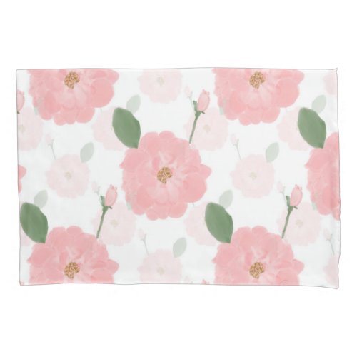Peach Pink Watercolor Paint Roses Girly Design Pillow Case