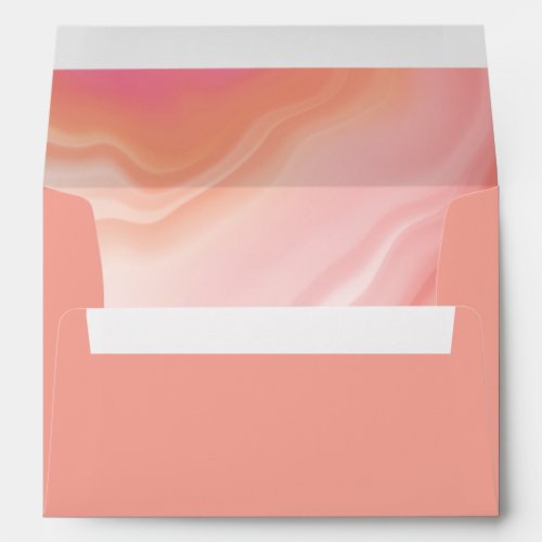 Peach Pink Watercolor Peekaboo Envelope wAddress 