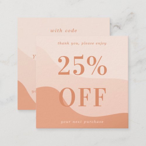 Peach Pink Waves Bold Typography Small Business Discount Card