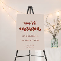 Peach Pink We are engaged Engagement party Sign
