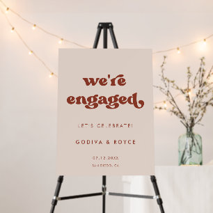 Peach Pink We are engaged Engagement party Sign