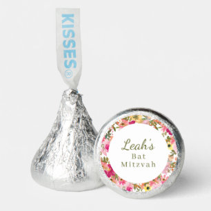 Peach Pink Yellow Floral Bat Mitzvah Custom Name Hershey®'s Kisses®