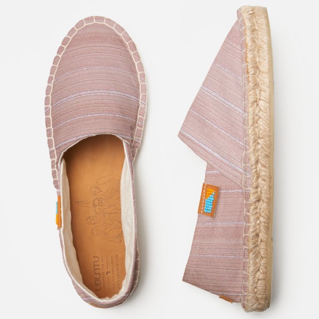 Peach Pinstripe Espadrille Shoes; Unisex sizing (Side)