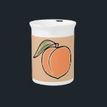 Peach Pitcher<br><div class="desc">This is a sketch of a peach outlined in black and coloured for effect. Other types of fruit are also available to mix and match with this. This image is available on a variety of other products, just click the link below the photo near