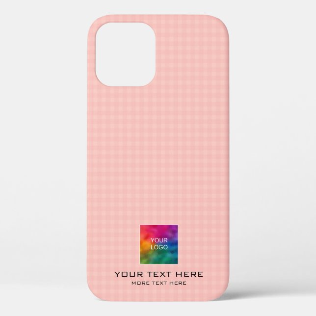 Peach Plaid Design Template Business Logo Elegant Case-Mate iPhone Case (Back)