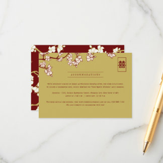 Peach/Plum Blossoms And Double Happiness Wedding Enclosure Card