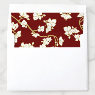 Peach/Plum Blossoms Spring Flowers Asian Wedding Envelope Liner