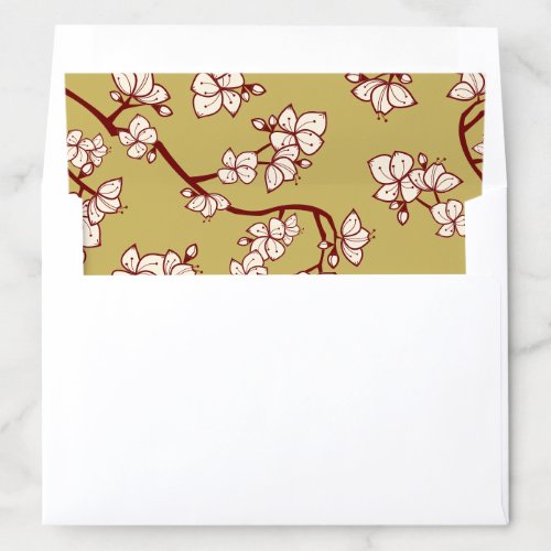 PeachPlum Blossoms Spring Flowers Asian Wedding Envelope Liner