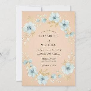 Peach Poetic Botanical Wedding Invitation