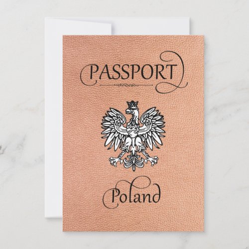 Peach Poland Passport Save the Date Card