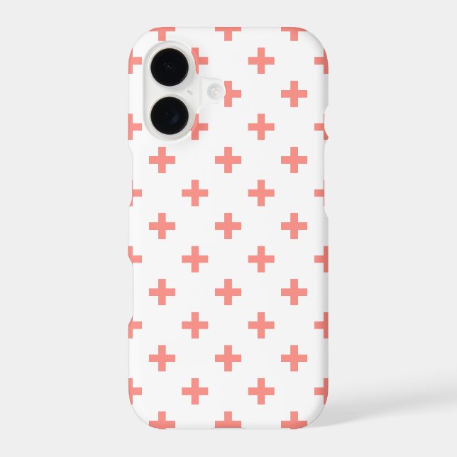 Peach polka crosses on white Case-Mate iPhone case (Back)