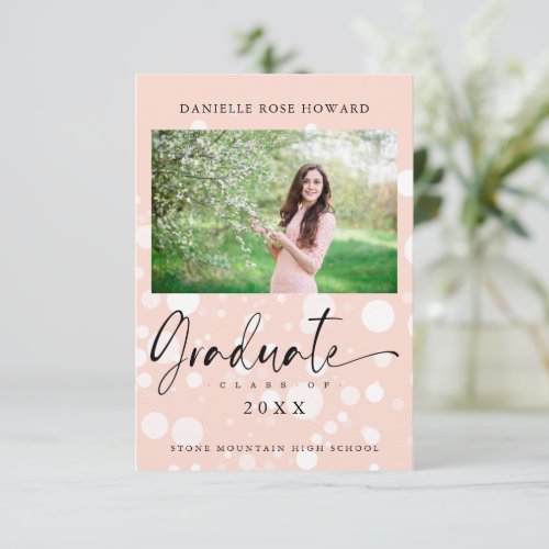 Peach Polka Dot Custom Photo Graduate Graduation