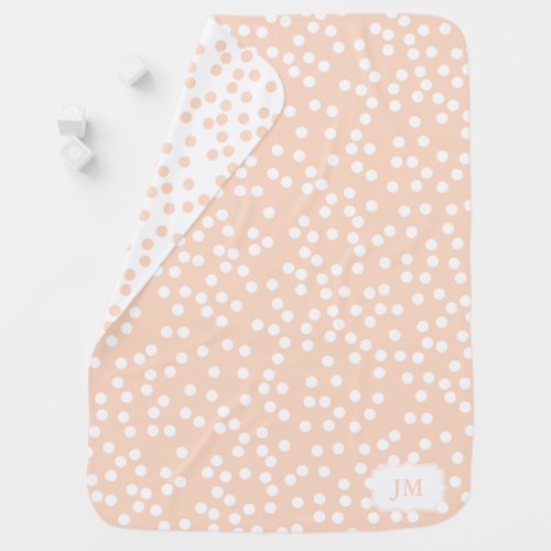 Peach Polka Dots Double Sided Reverse Print Receiving Blanket