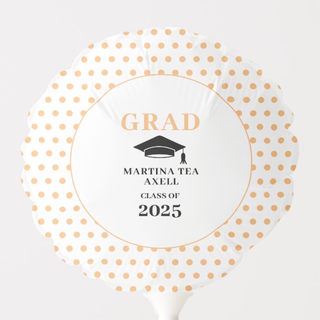 Peach Polka Dots Welcome Graduation  Balloon (Front)