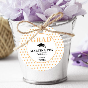 Peach Polka Dots Welcome Graduation Favor Tags