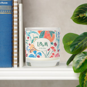 Peach Polka Pattern Monogram Scented Candle