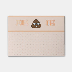 Peach Polka Poo 4x3 Post-it Notes