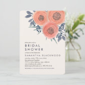 Peach Poppies Bridal Shower Invitation (Standing Front)