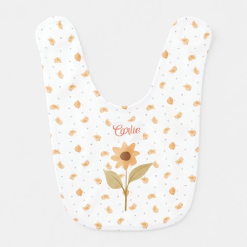 Peach Posie & Tiny Ducklings Baby Bib