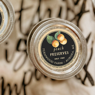 Peach Preserves Black and Kraft Vintage Peaches Classic Round Sticker