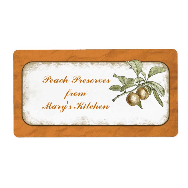 Peach Preserves Food Storage Botanical Custom Label (Front)