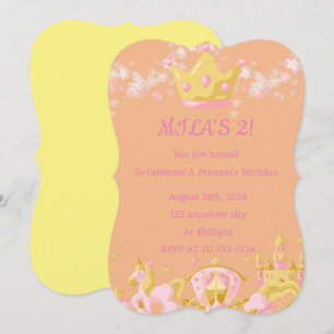 Peach princess birthday invitation