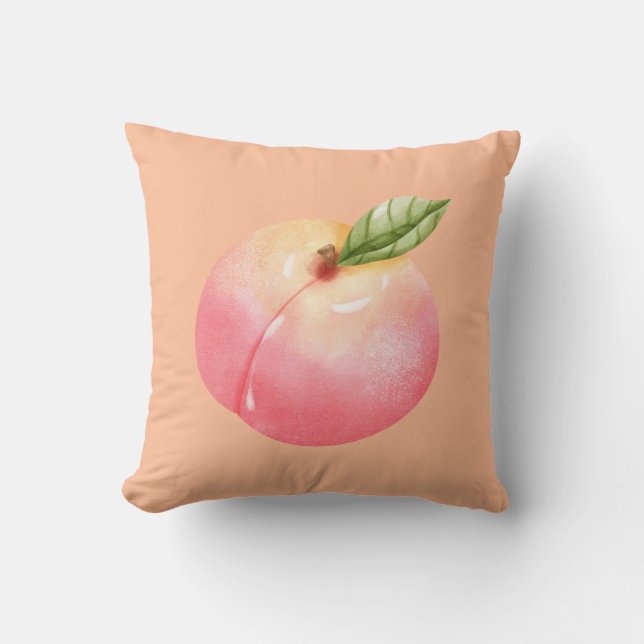 Peach Print Throw Pillow (Front)