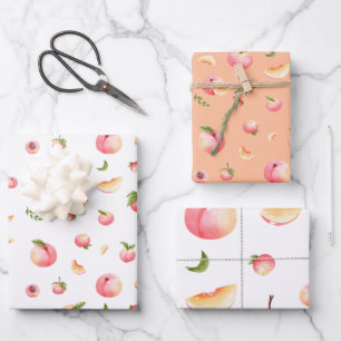Peach Print Wrapping Paper Sheets