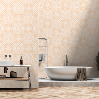 Peach Puff Damask Color Peel and Stick Removable Wallpaper