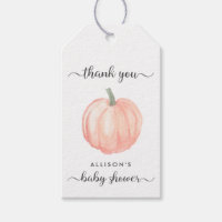 Peach Pumpkin Baby Shower Thank You Gift Tags