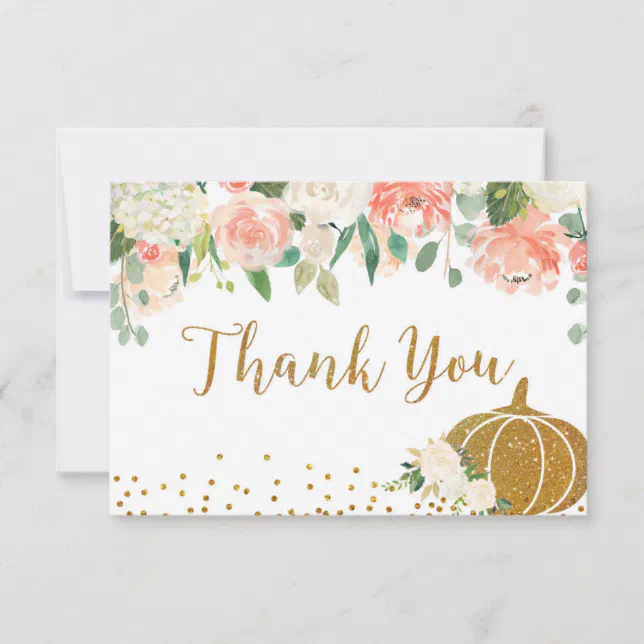 Peach Pumpkin Birthday Thank You card | Zazzle