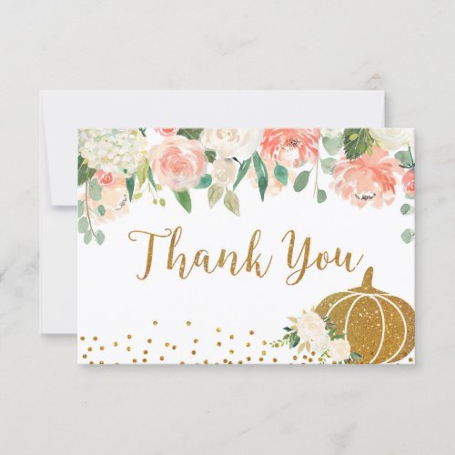 Peach Pumpkin Birthday Thank You card