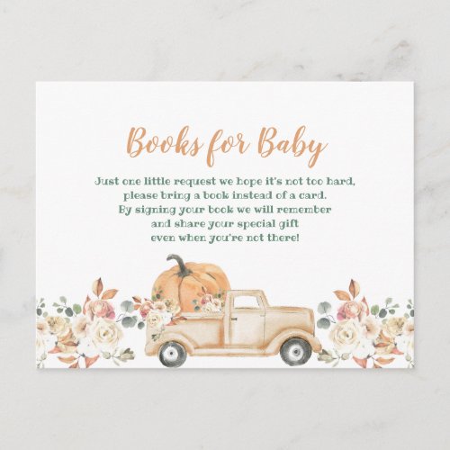 Peach Pumpkin Rustic Floral Truck Books for Baby Postcard