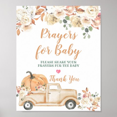 Peach Pumpkin Rustic Truck Prayers for Baby Poster
