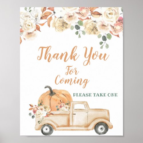 Peach Pumpkin Rustic Truck Thank you for coming Poster